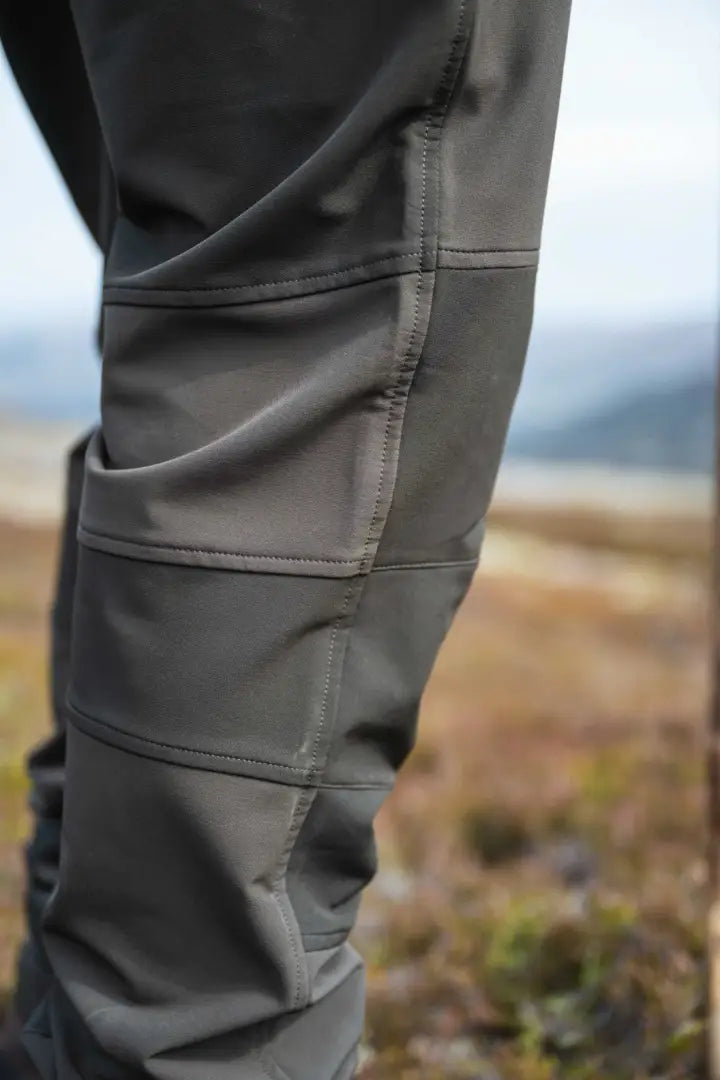 Charcoal gray Hoggs of Fife Ardross 4-Way Active Trousers with reinforced knees