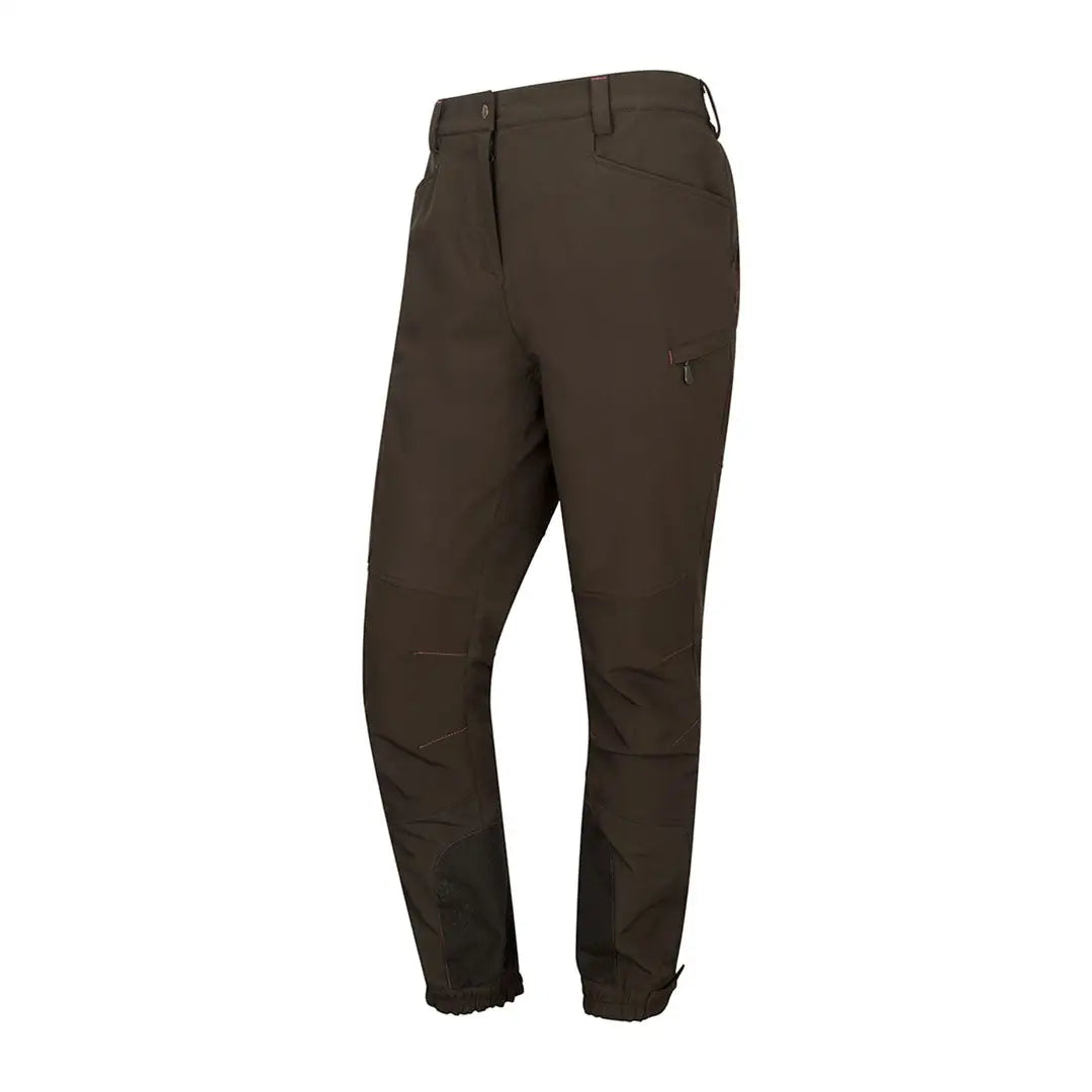 Dark brown Fife Ardross Ladies outdoor trousers with zippered pockets for active wear