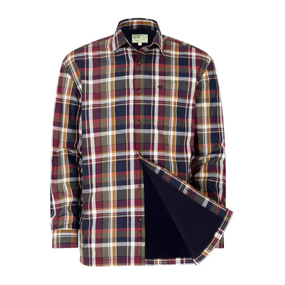 Plaid button-up Hoggs of Fife Arran Micro Fleece Lined shirt in comfy cotton
