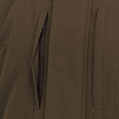 Close-up of zippered pocket and fabric on Hoggs of Fife Ballater Waterproof Field Waistcoat