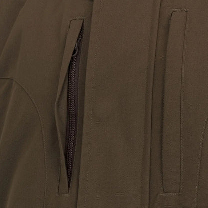 Close-up of zippered pocket and fabric on Hoggs of Fife Ballater Waterproof Field Waistcoat