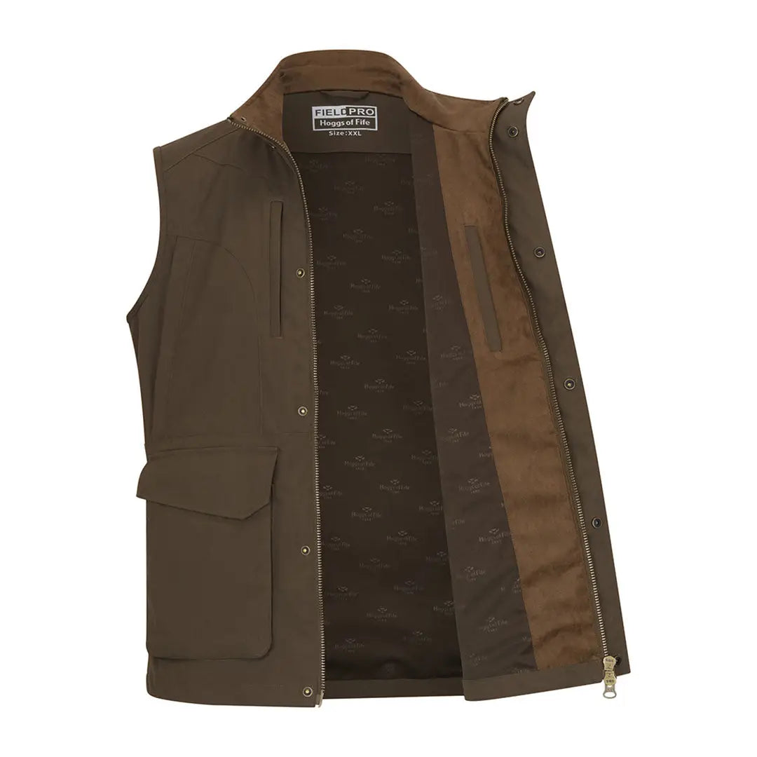 Men’s olive green Hoggs of Fife Ballater waterproof field waistcoat with multiple pockets