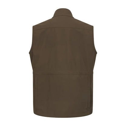 Solid brown sleeveless collared vest from Hoggs of Fife Ballater Waterproof Field Waistcoat
