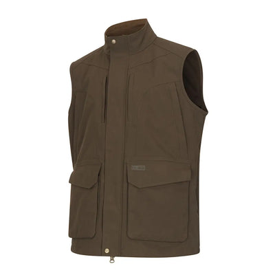 Men’s olive green Hoggs of Fife Ballater Waterproof Field Waistcoat with pockets and stand-up collar
