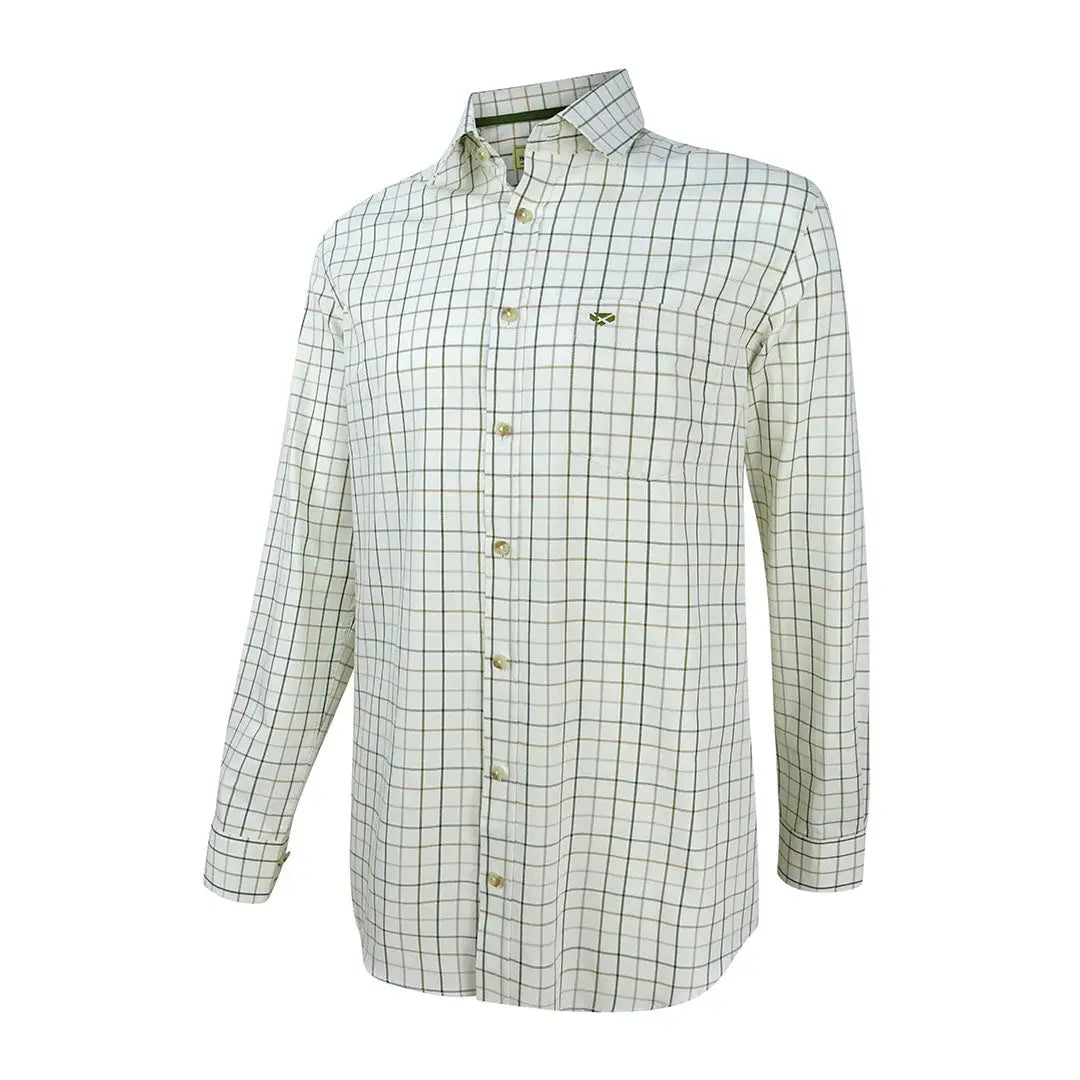Men’s long-sleeve Fife Balmoral shirt with sophisticated colour combos in Tattersall plaid