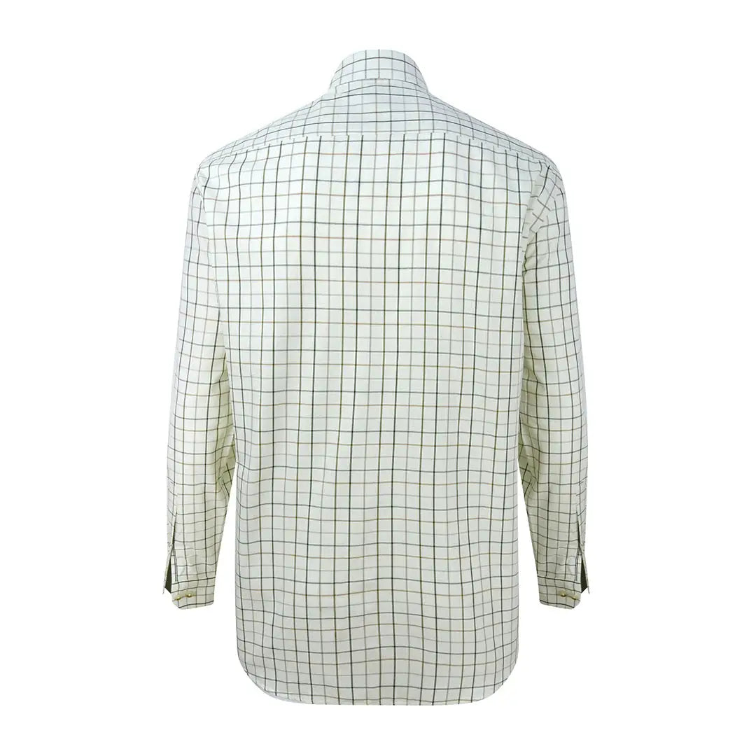 Men’s long-sleeved white and green checkered Fife Balmoral shirt for a sophisticated look