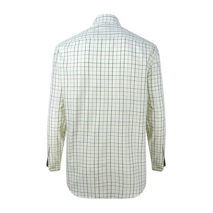 Men’s long-sleeved white and green checkered Fife Balmoral shirt for a sophisticated look