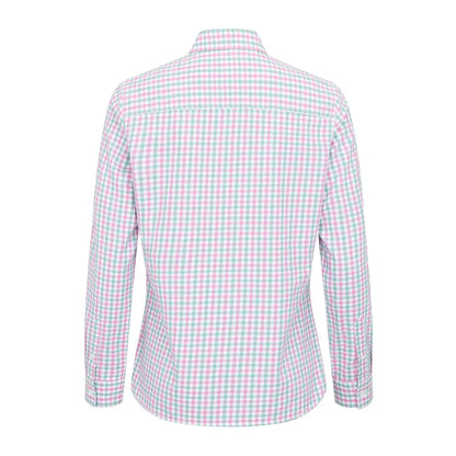 Stylish Pink and Blue Checkered Long-Sleeved Shirt from Hoggs Of Fife Becky II in lightweight cotton fabric