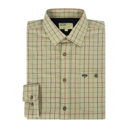 Plaid button-up dress shirt with micro fleece lining and long sleeves for a smart look