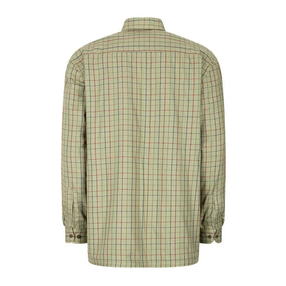 Beige checkered shirt with green and red lines, featuring cozy micro fleece lining