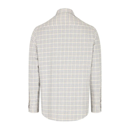 White and gray plaid button-up Fife Callum check shirt with collar for a stylish look