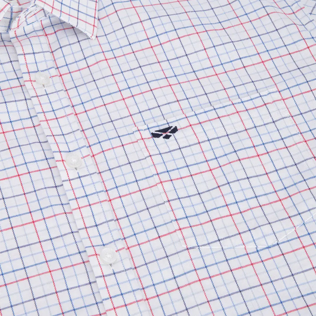 White checkered button-down Hoggs of Fife Callum Short Sleeve Tattersall Shirt