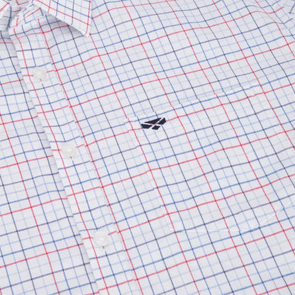 White checkered button-down Hoggs of Fife Callum Short Sleeve Tattersall Shirt