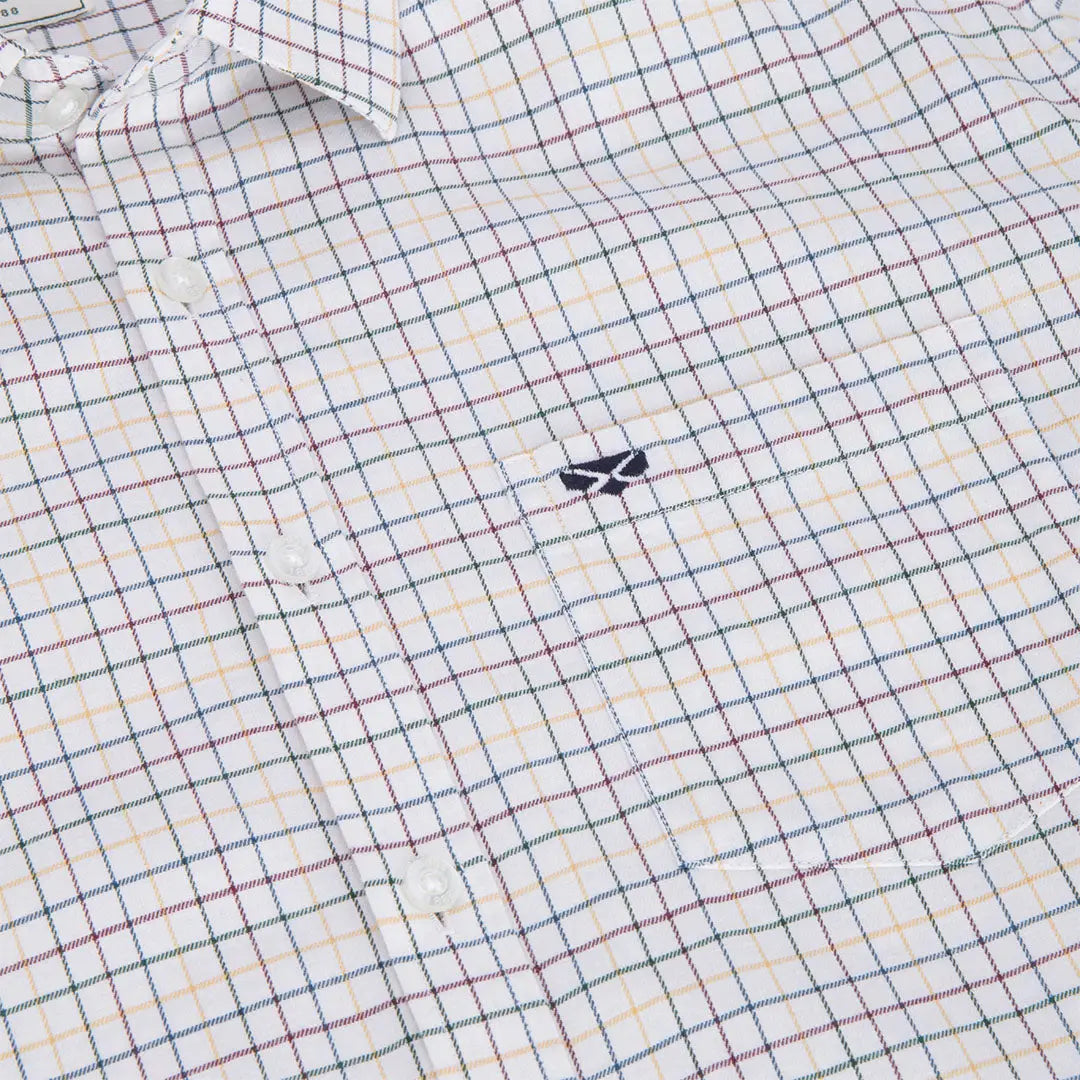 White checkered short sleeve tattersall shirt from Hoggs of Fife Callum Short line