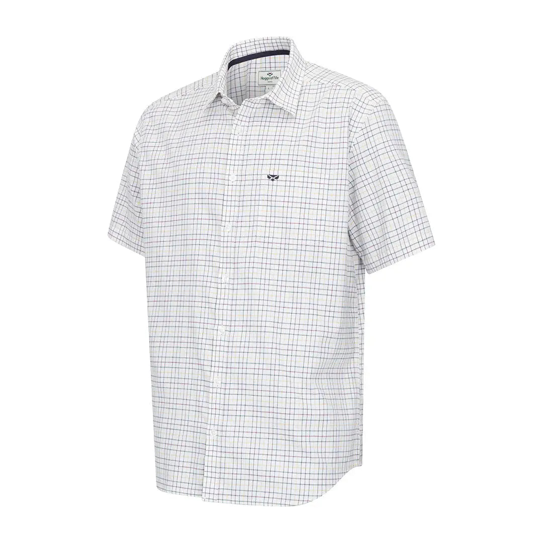 White plaid short sleeve Tattersall shirt from Hoggs of Fife Callum collection