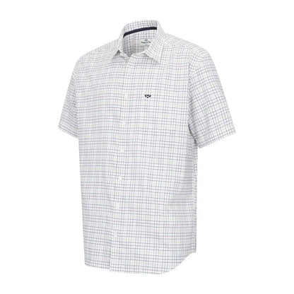 White plaid short sleeve Tattersall shirt from Hoggs of Fife Callum collection