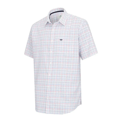 White short-sleeved tattersall shirt from Hoggs of Fife Callum Short Sleeve collection