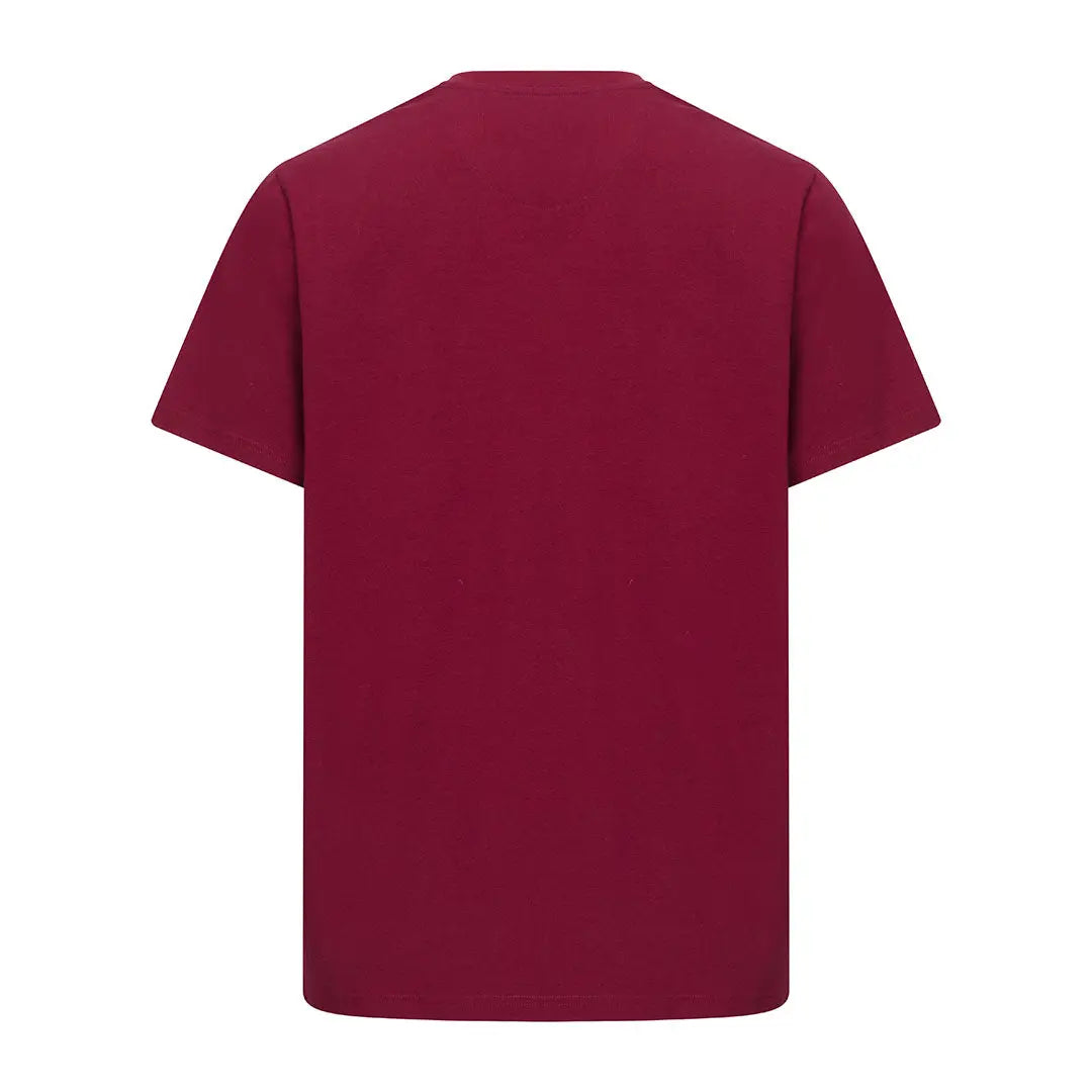 Maroon short-sleeved Fife Canonbie Printed T-Shirt from Hoggs of Fife