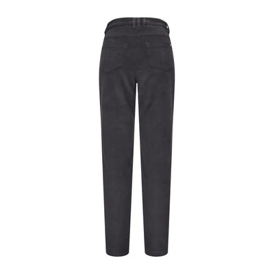 Dark gray flat front ladies Ceres stretch cord jeans with a stylish straight leg
