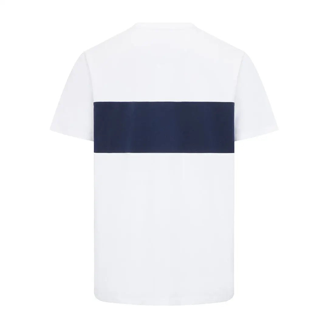 White t-shirt with navy stripe from Hoggs of Fife Dalbeattie Colour Block collection