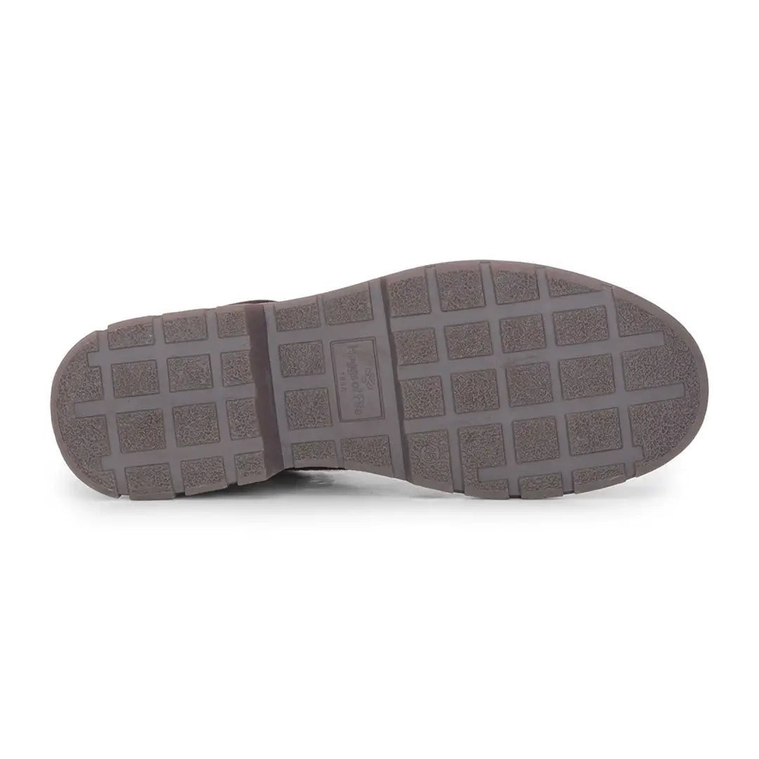Brown waffle-patterned sole of Fife Dundas Lace boots from Hoggs of Fife