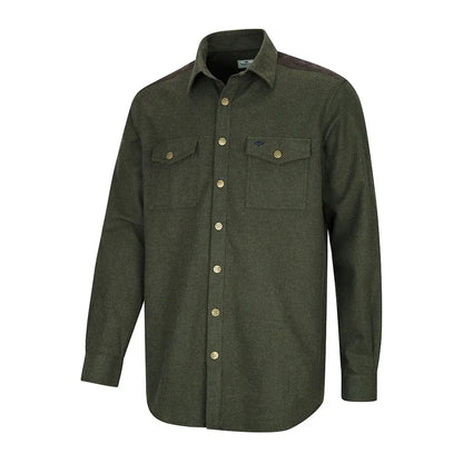 Dark green Fife Dunvegan Flannel Shirt featuring two chest pockets for style and comfort