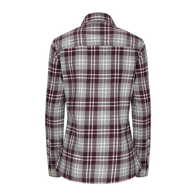 Plaid Eilidh Ladies Flannel Shirt in burgundy and gray for stylish comfort