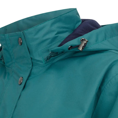 Teal hooded Fife Fara Waterproof Jacket perfect for outdoor adventures and rainy days