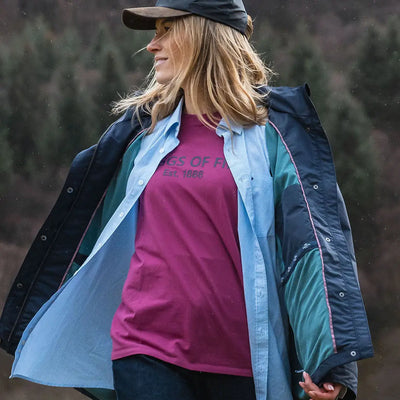 Woman in outdoor clothing wearing a Fife Fara Waterproof Jacket for stylish protection