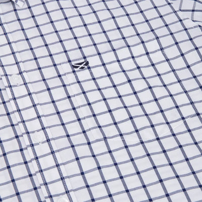 White and blue checkered Hoggs of Fife Fernie Bamboo Shirt for stylish comfort