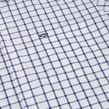 White and blue checkered Hoggs of Fife Fernie Bamboo Shirt for stylish comfort