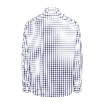 White and blue checkered long-sleeved Fife Fernie Bamboo Shirt from Hoggs of Fife