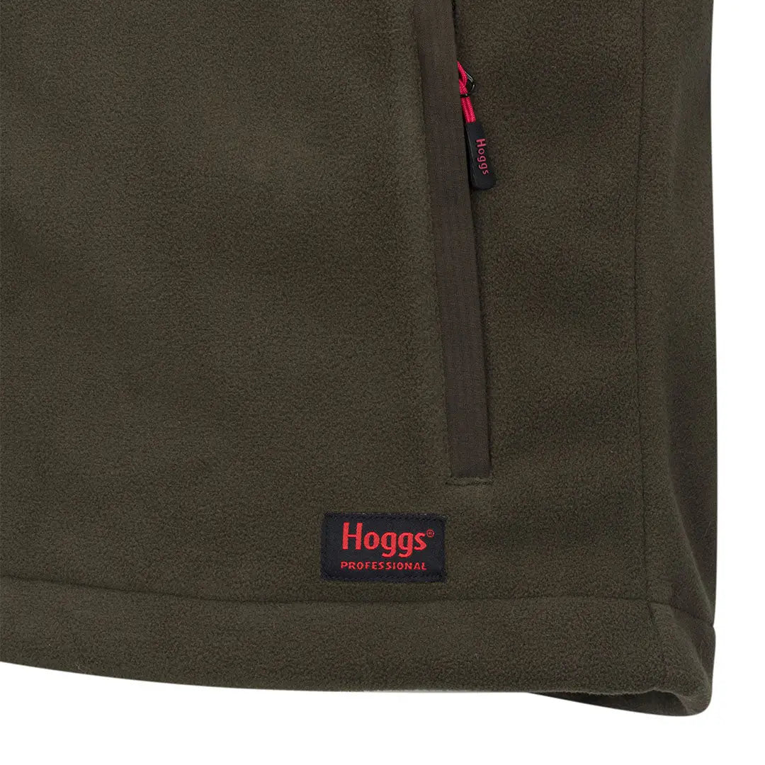 Olive green fleece jacket detail on Hoggs of Fife Green King II Gilet
