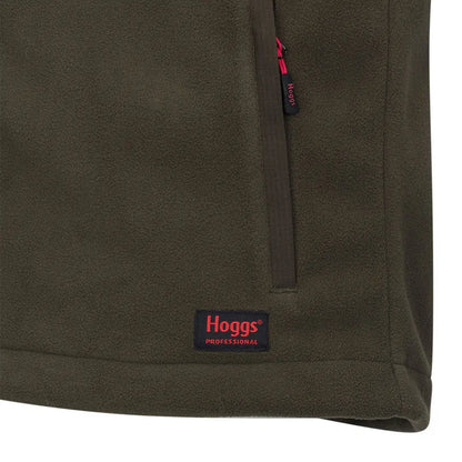 Olive green fleece jacket detail on Hoggs of Fife Green King II Gilet