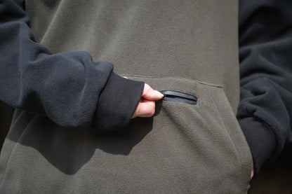 Olive green Hoggs of Fife Green King II Stormproof Hoody with black drawstring and pocket