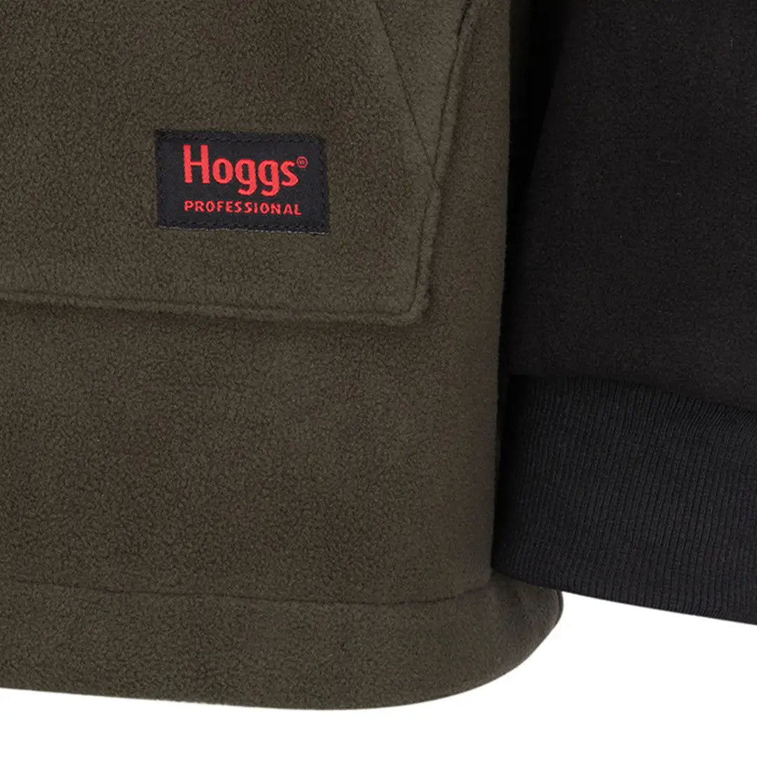 Dark olive green Hoggs of Fife Green King II Stormproof Hoody fleece jacket with Hoggs Professional label