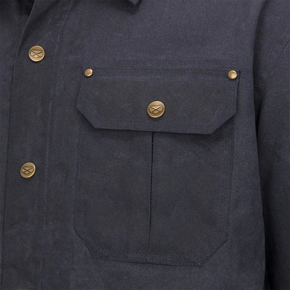 Navy blue Hoggs of Fife Huntly Waxed Canvas Utility Overshirt with pockets