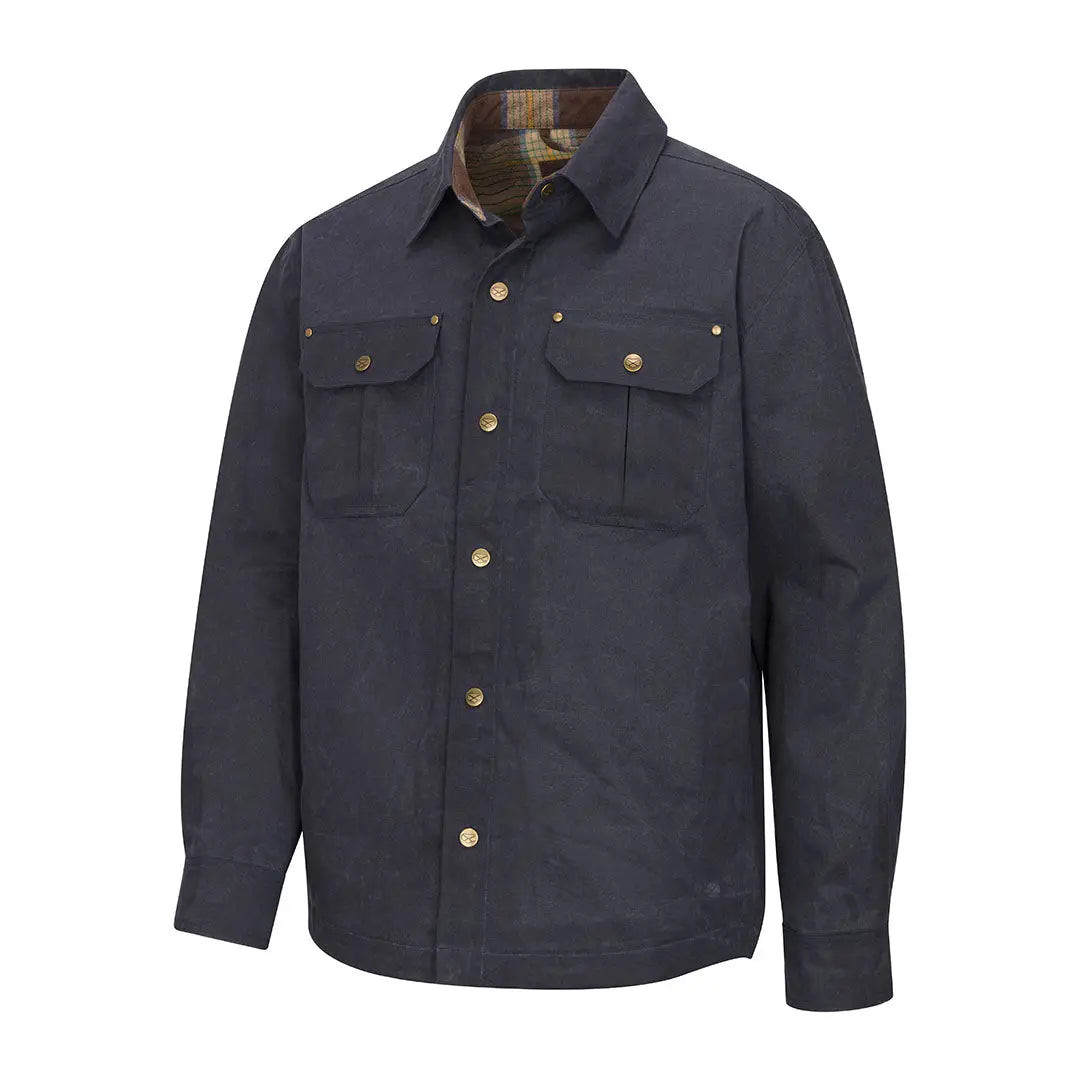 Navy blue button-down shirt jacket from the Fife Huntly Waxed Canvas Utility collection