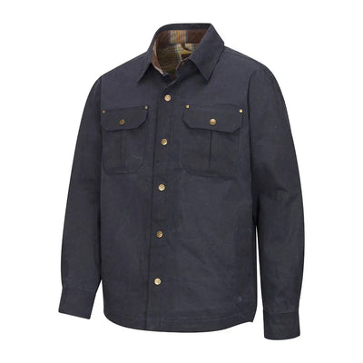 Navy blue button-down shirt jacket from the Fife Huntly Waxed Canvas Utility collection