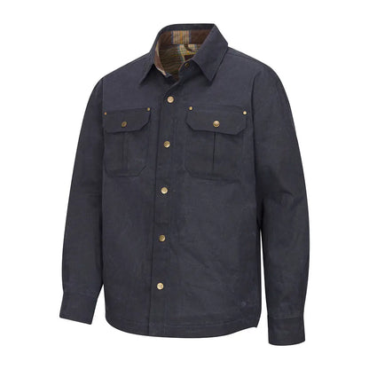Navy blue button-down shirt jacket from the Fife Huntly Waxed Canvas Utility collection