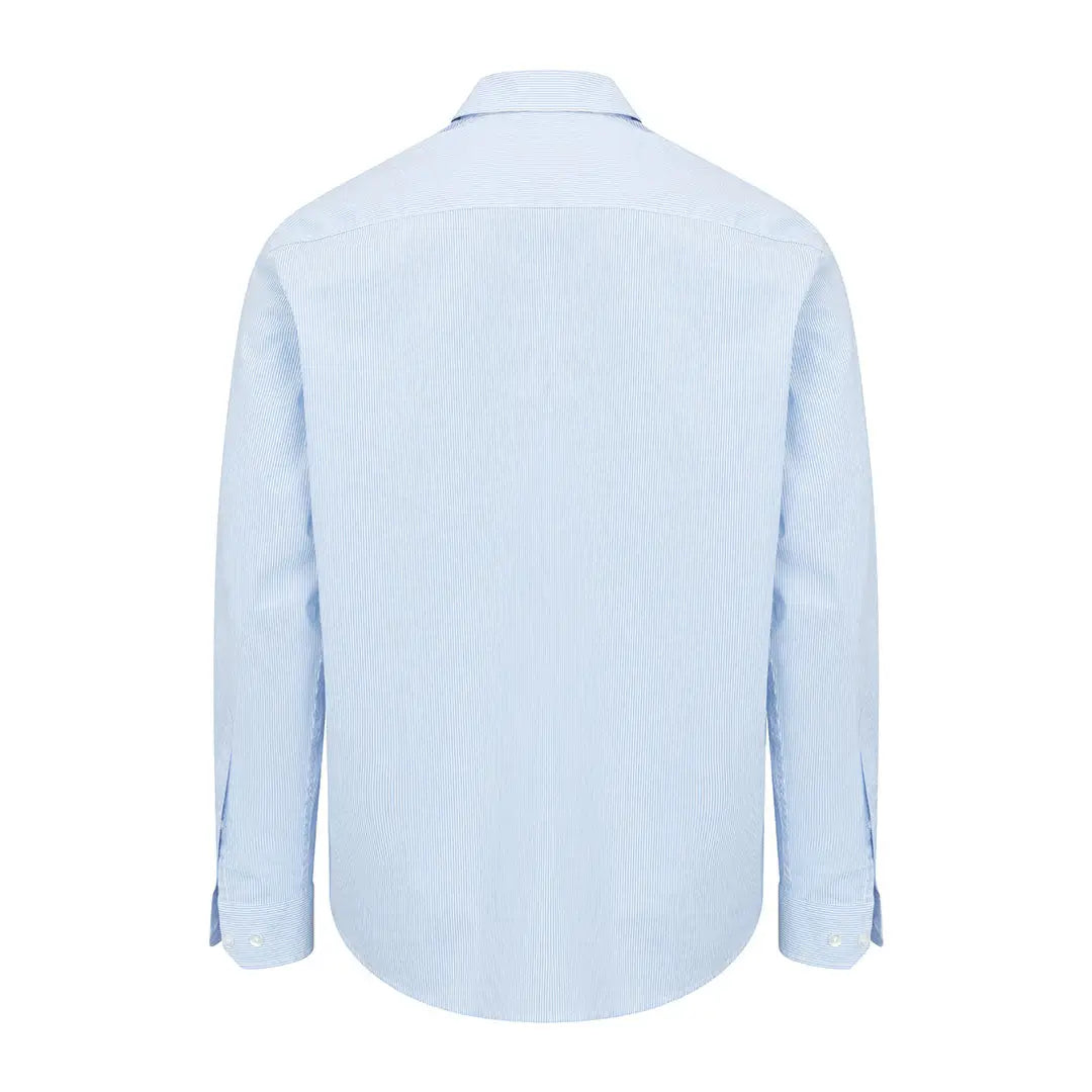 Light blue long-sleeved Hoggs of Fife Ingliston Stretch Stripe Shirt for stylish comfort