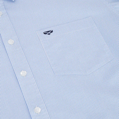 Striped blue Hoggs of Fife Ingliston Stretch Stripe Shirt for a stylish look