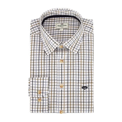 Hoggs Of Fife Inverness Tattersall Shirt men’s country check shirt in white and brown