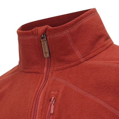 Red fleece jacket collar and zipper of Hoggs of Fife Islander Techpro 1/4 Zip Shirt