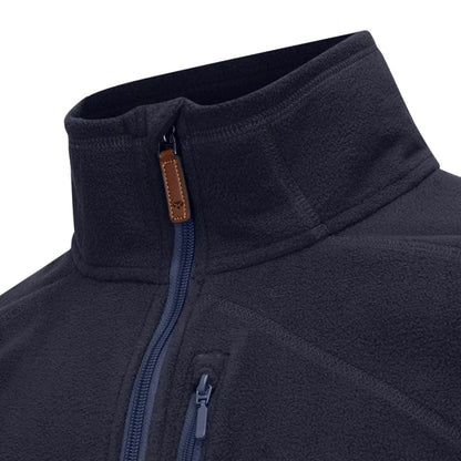 Navy fleece jacket collar and zipper from the Fife Islander Techpro lineup