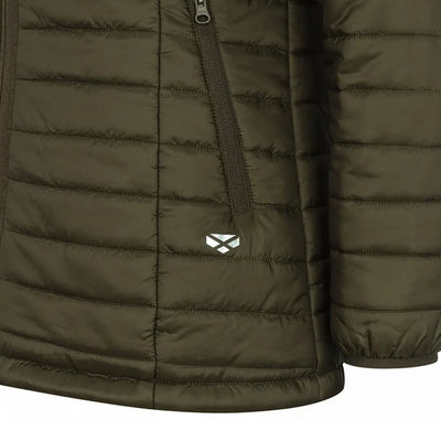 Quilted olive green Kingston Ladies Hooded Jacket for stylish country clothing