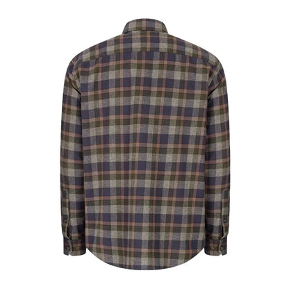 Plaid flannel button-up shirt in earthy tones, perfect for country clothing and outdoors
