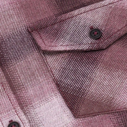 Close-up of Hoggs of Fife Ladies Isla Flannel Check Shirt pocket with button detail