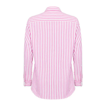Pink and white striped long-sleeved shirt from Hoggs of Fife Sophia Oversized Stripe collection