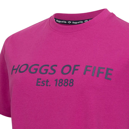 Pink Hoggs of Fife Ladies Stella Printed T-Shirt with gray lettering for stylish country clothing